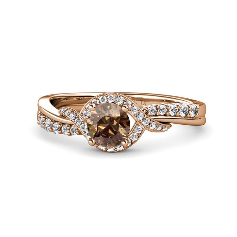 Nebia Signature Smoky Quartz and Diamond Bypass Womens Engagement Ring 