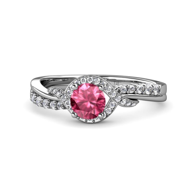 Nebia Signature Pink Tourmaline and Diamond Bypass Womens Engagement Ring 