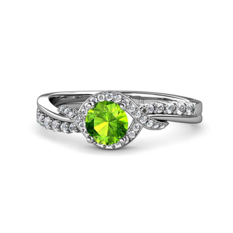 Nebia Signature Peridot and Diamond Bypass Womens Engagement Ring 