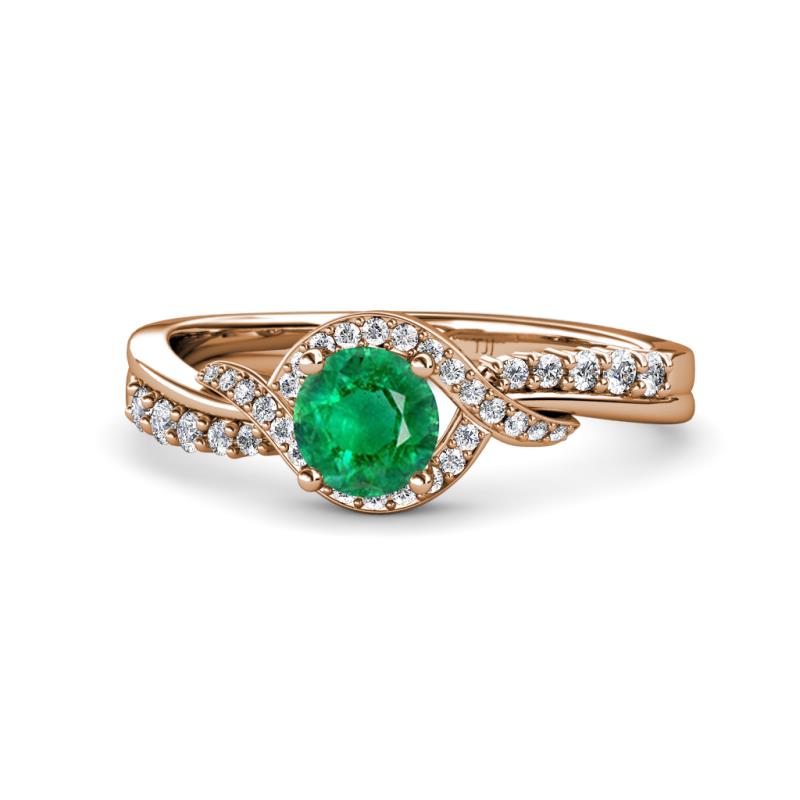 Nebia Signature Emerald and Diamond Bypass Womens Engagement Ring 