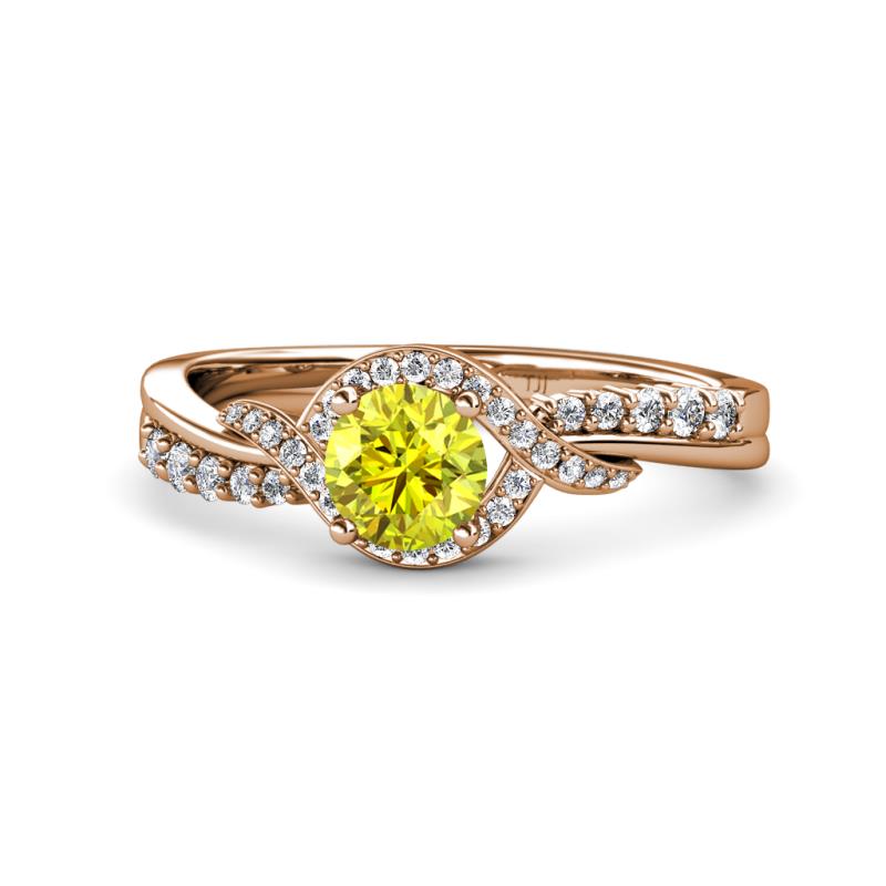 Nebia Signature Yellow and White Diamond Bypass Womens Engagement Ring 