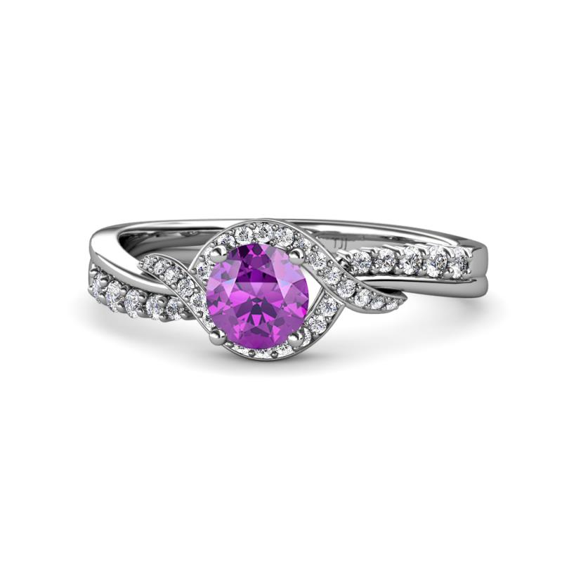 Nebia Signature Amethyst and Diamond Bypass Womens Engagement Ring 