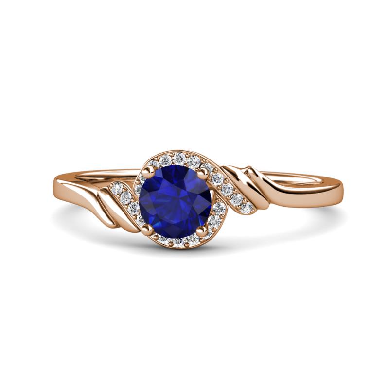 Oriana Signature Blue Sapphire and Diamond Engagement Ring 