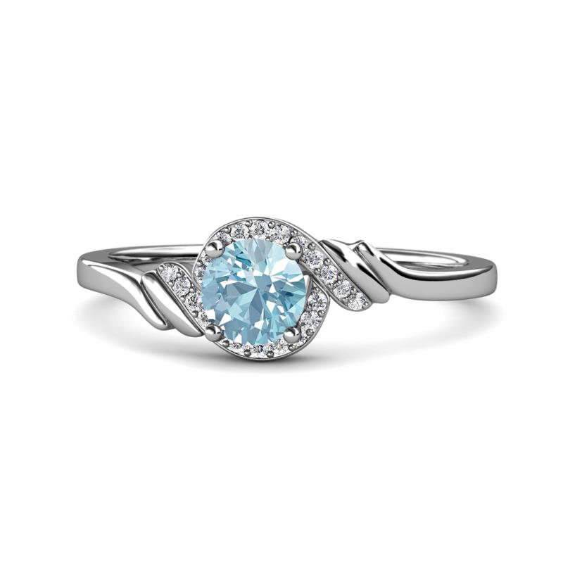 Oriana Signature Aquamarine and Diamond Engagement Ring 