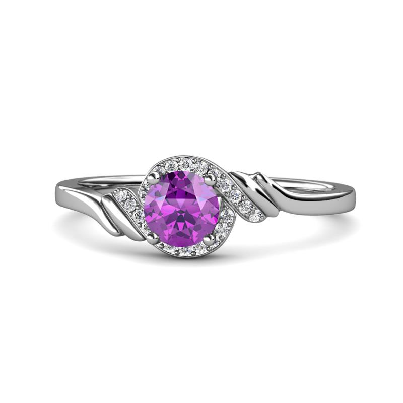 Oriana Signature Amethyst and Diamond Engagement Ring 