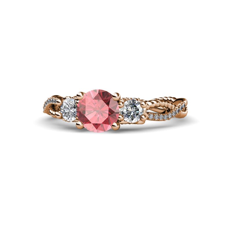Alika Signature Pink Tourmaline and Diamond Three Stone Engagement Ring 