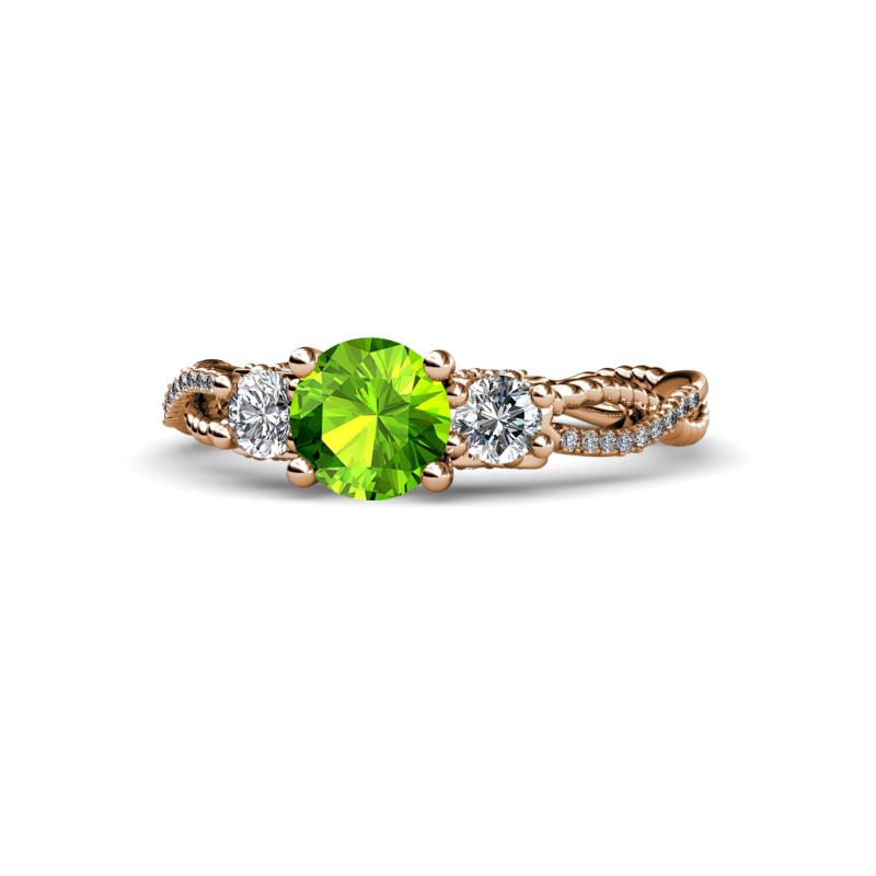 Alika Signature Peridot and Diamond Three Stone Engagement Ring 