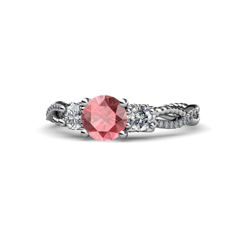Alika Signature Pink Tourmaline and Diamond Three Stone Engagement Ring 