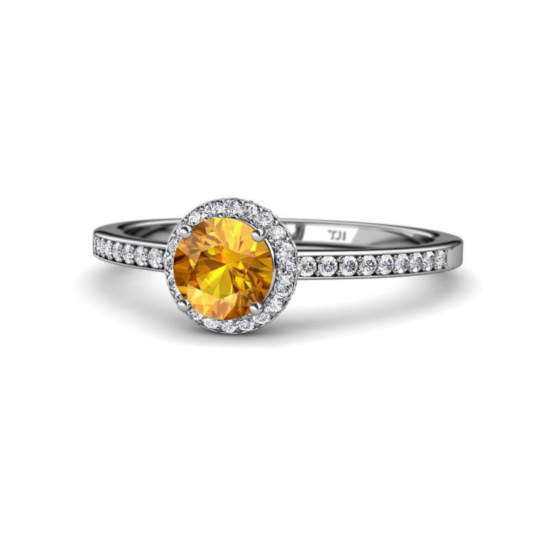 Syna Signature Citrine and Diamond Halo Engagement Ring 