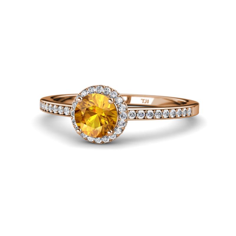 Syna Signature Citrine and Diamond Halo Engagement Ring 