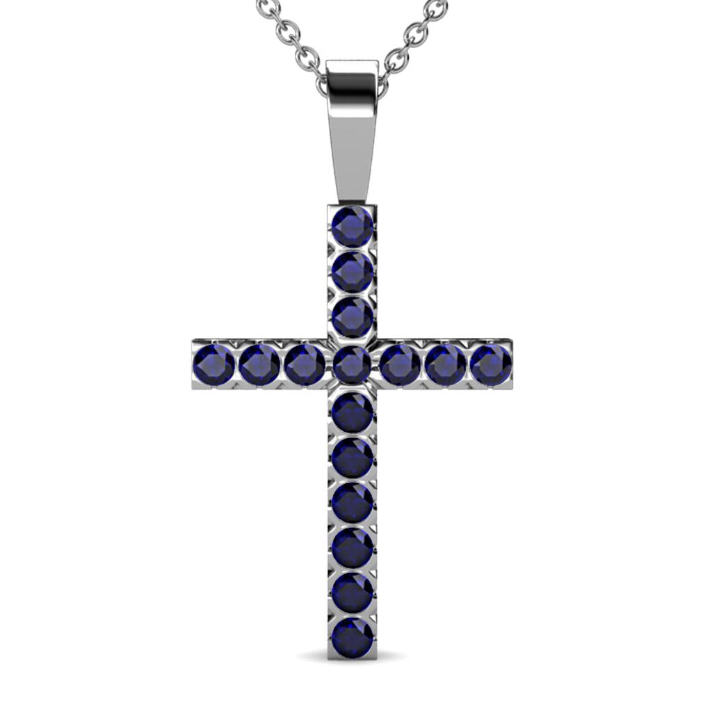 Aja Blue Sapphire Cross Pendant 