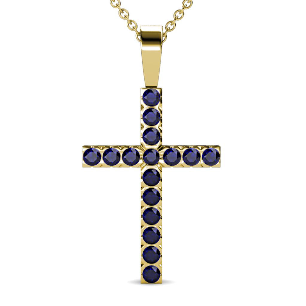 Aja Blue Sapphire Cross Pendant 