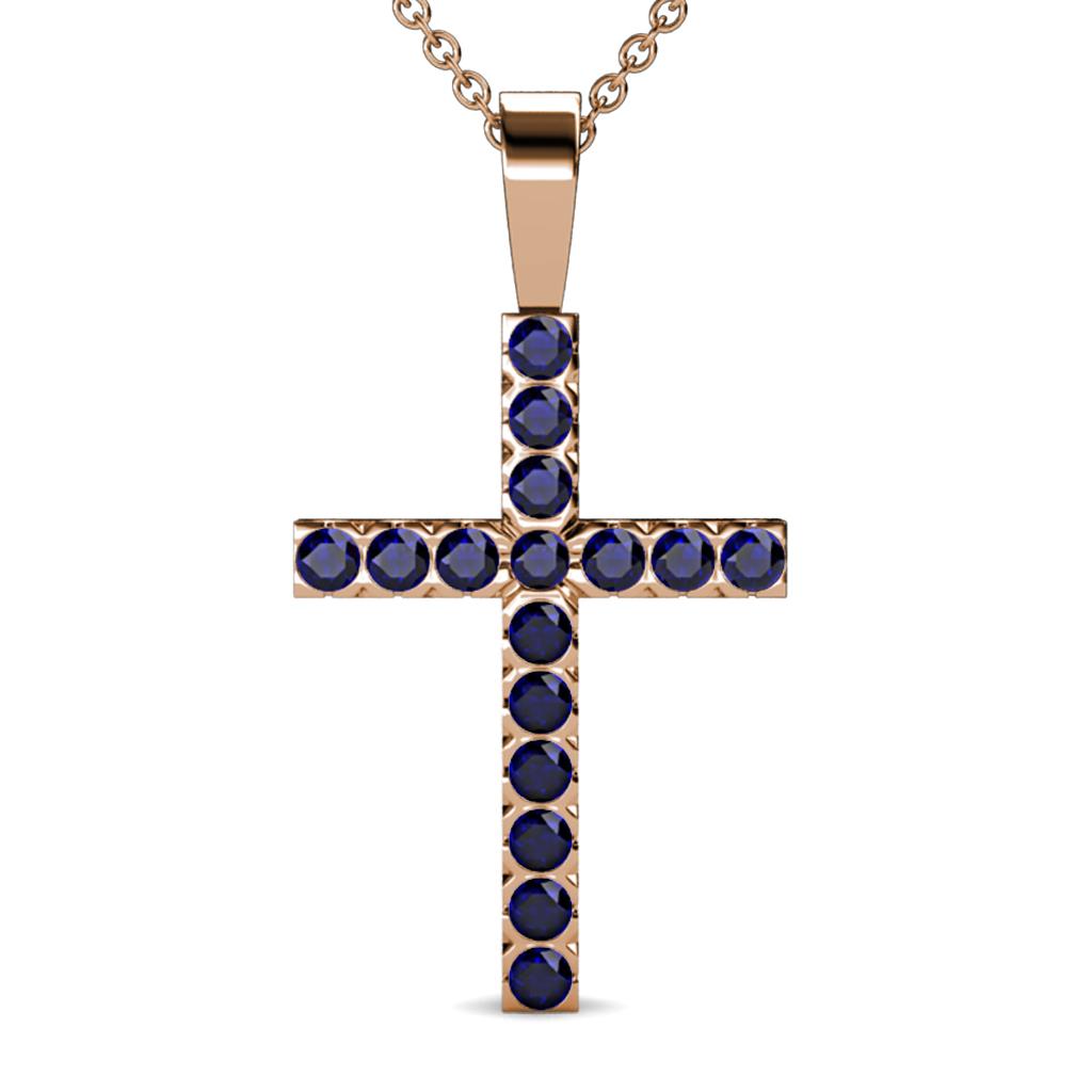 Aja Blue Sapphire Cross Pendant 
