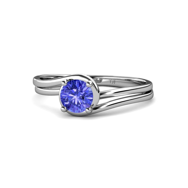 Elena Signature 5.50 mm Round Tanzanite Bypass Solitaire Engagement Ring 