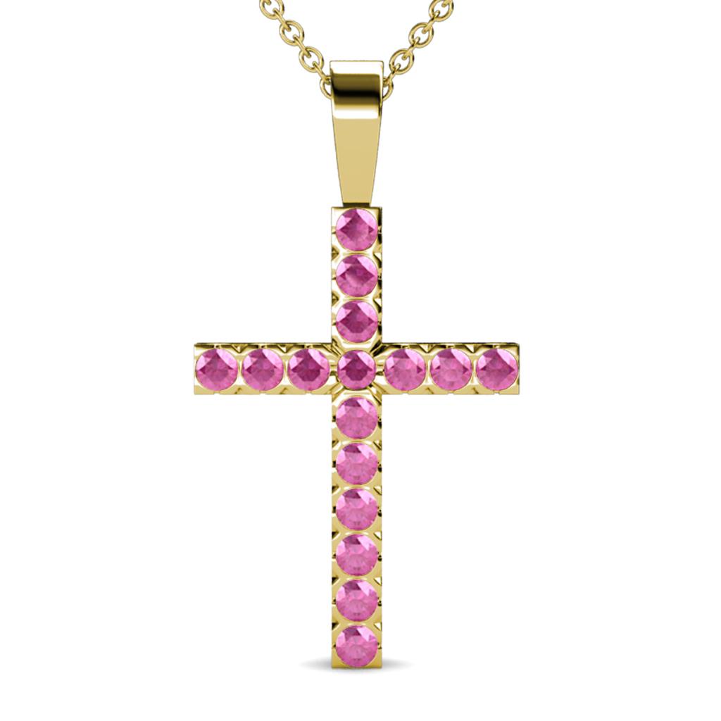 Aja Pink Sapphire Cross Pendant 