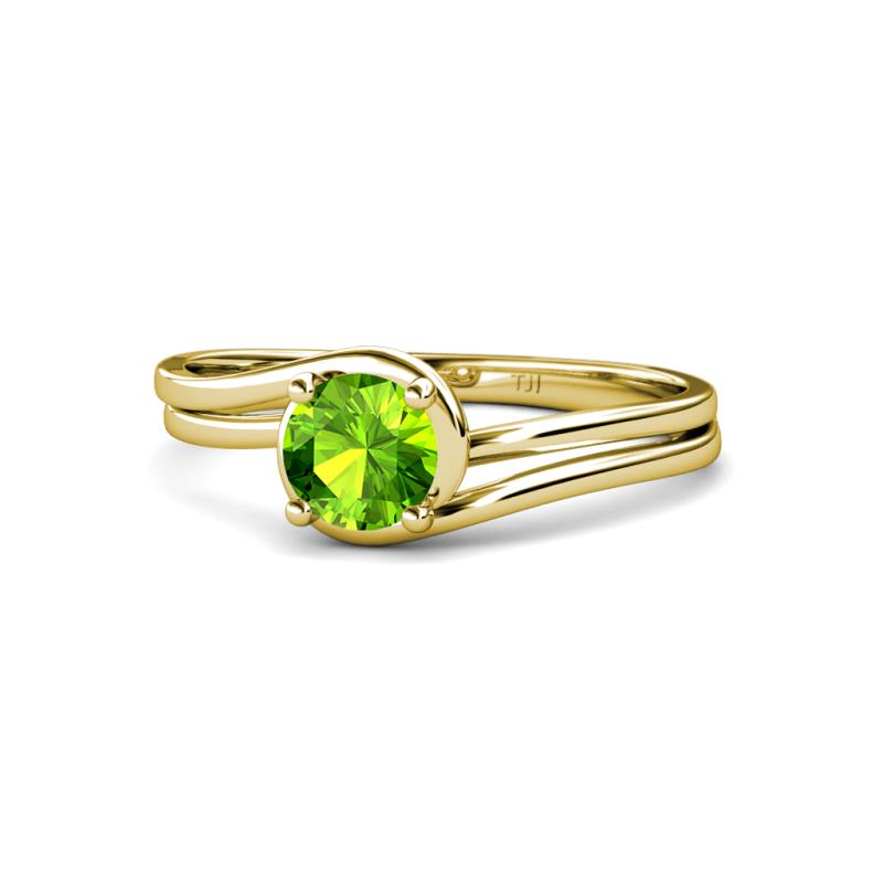 Elena Signature 5.50 mm Round Peridot Bypass Solitaire Engagement Ring 