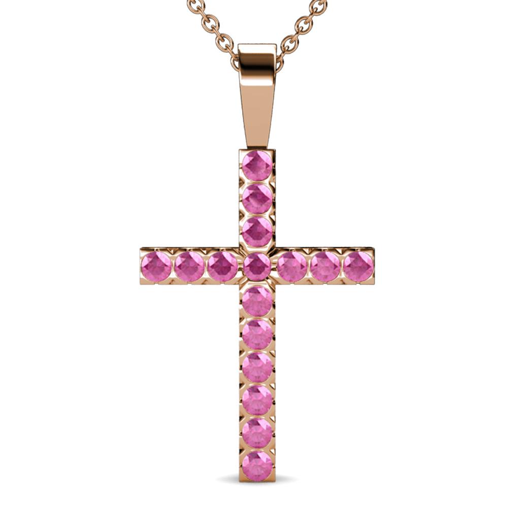Aja Pink Sapphire Cross Pendant 