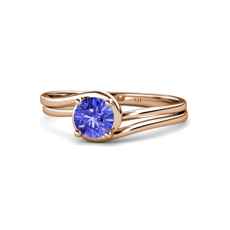 Elena Signature 5.50 mm Round Tanzanite Bypass Solitaire Engagement Ring 