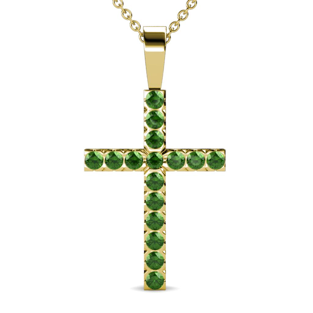 Aja Green Garnet Cross Pendant 
