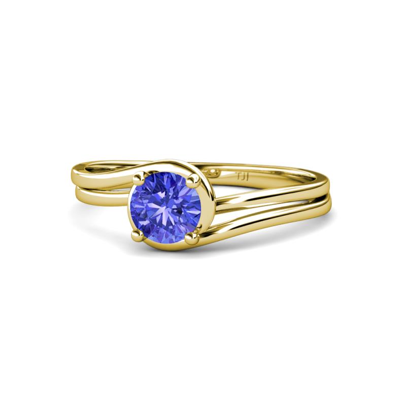Elena Signature 5.50 mm Round Tanzanite Bypass Solitaire Engagement Ring 