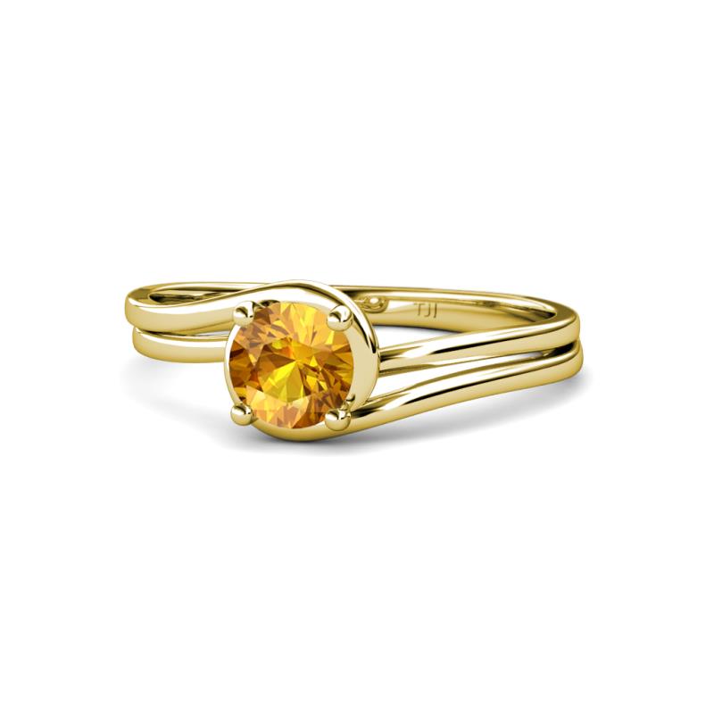 Elena Signature 5.50 mm Round Citrine Bypass Solitaire Engagement Ring 