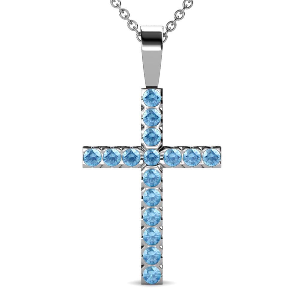 Aja Blue Topaz Cross Pendant 