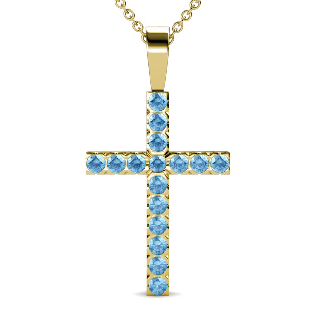 Aja Blue Topaz Cross Pendant 