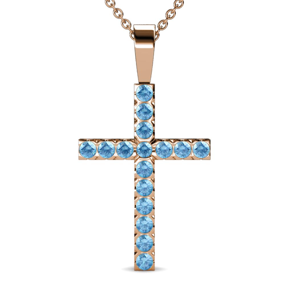 Aja Blue Topaz Cross Pendant 