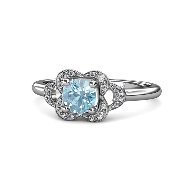 Kyra Signature Aquamarine and Diamond Engagement Ring 