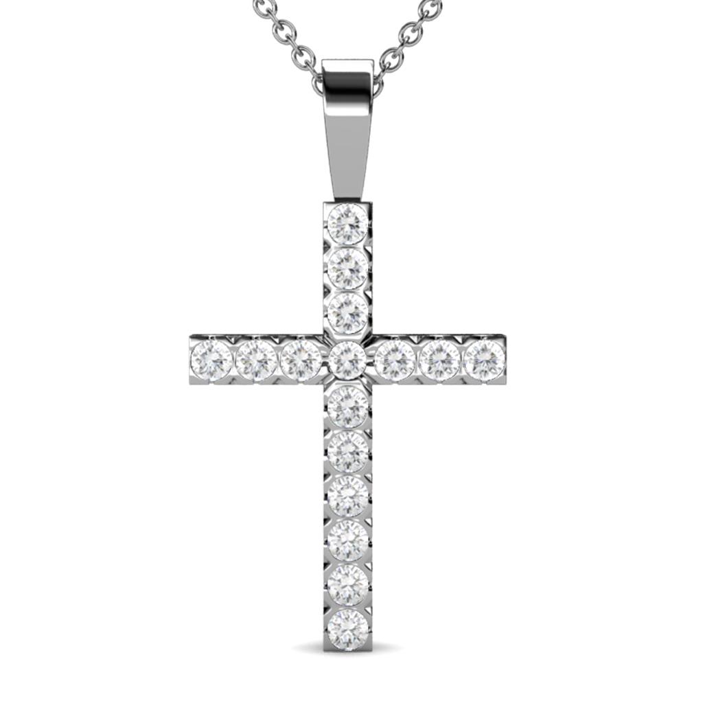 Aja White Sapphire Cross Pendant 