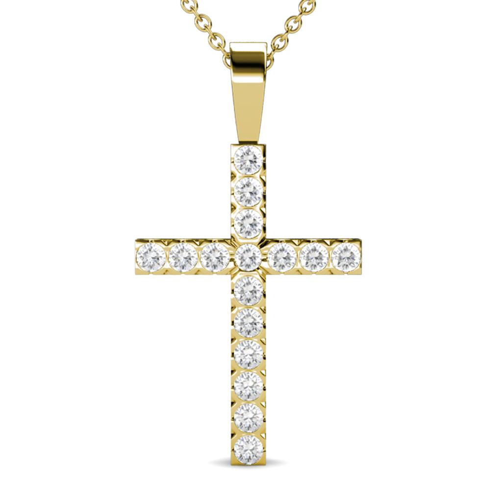 Aja White Sapphire Cross Pendant 