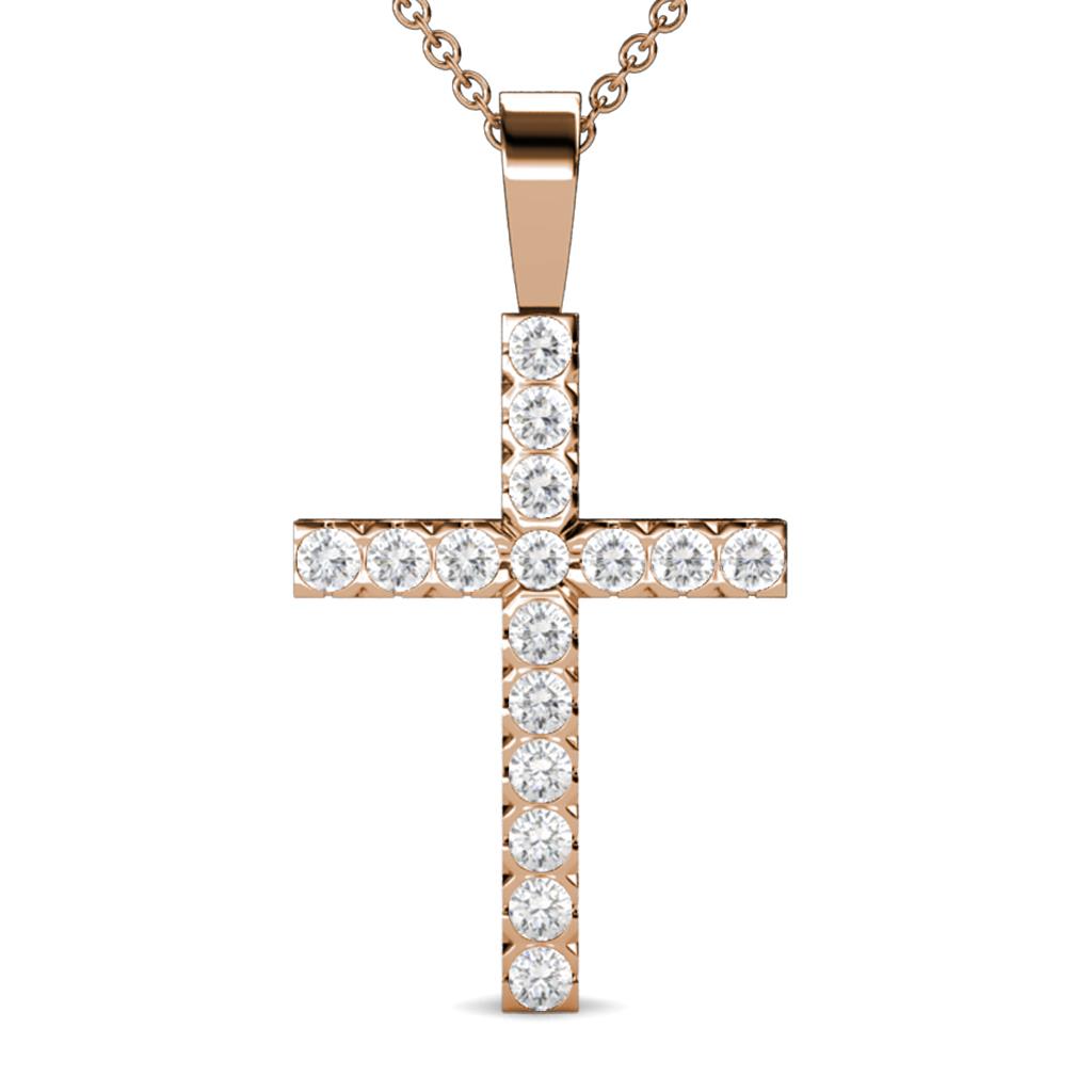 Aja White Sapphire Cross Pendant 