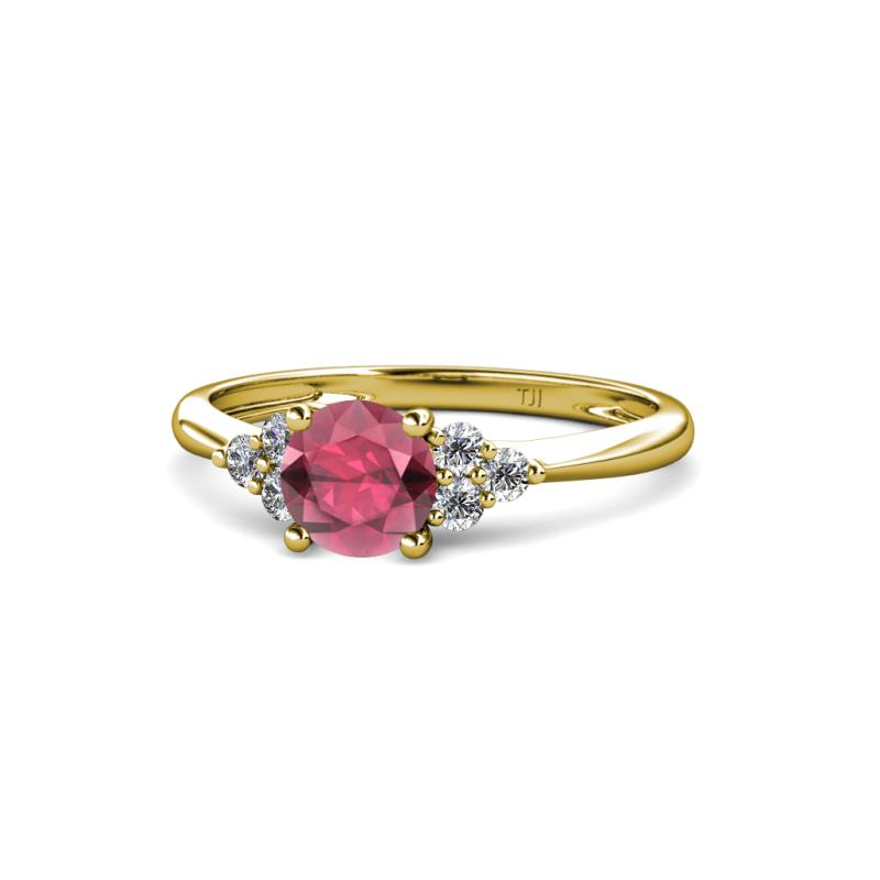 Eve Signature 6.50 mm Rhodolite Garnet and Diamond Engagement Ring 