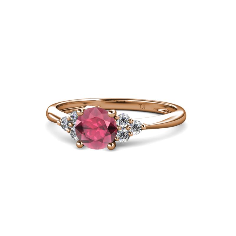 Eve Signature 6.50 mm Rhodolite Garnet and Diamond Engagement Ring 