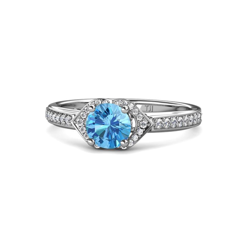 Analia Signature Blue Topaz and Diamond Engagement Ring 