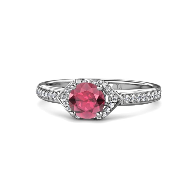 Analia Signature Rhodolite Garnet and Diamond Engagement Ring 