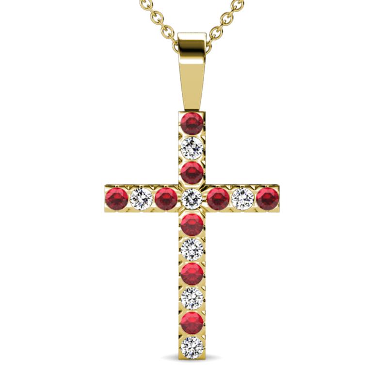 Aja Ruby and Diamond Cross Pendant 