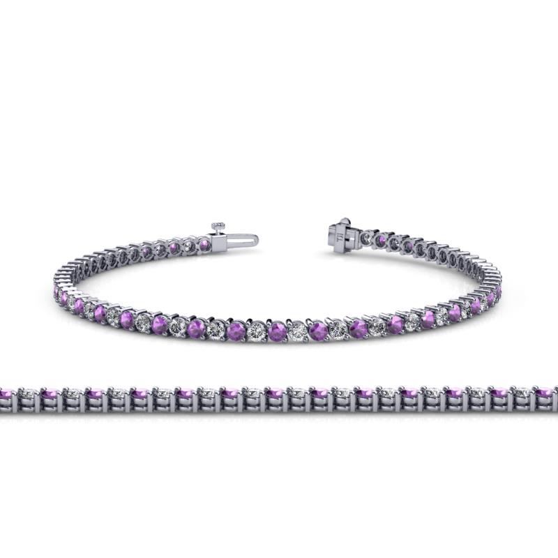 Lauren (2.4mm) Amethyst and Diamond Tennis Bracelet 