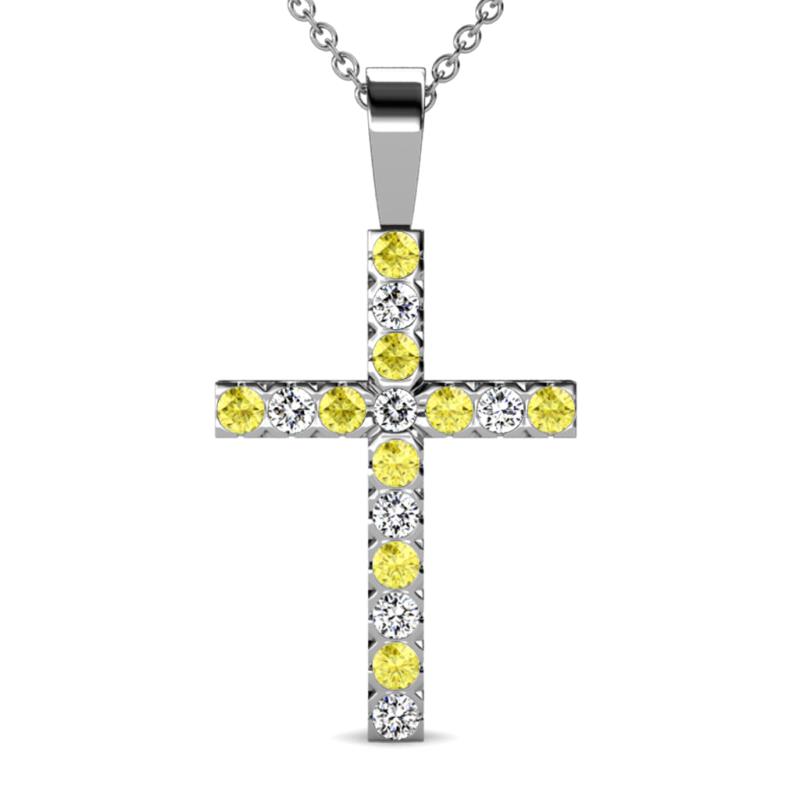 Aja Yellow Sapphire and Diamond Cross Pendant 