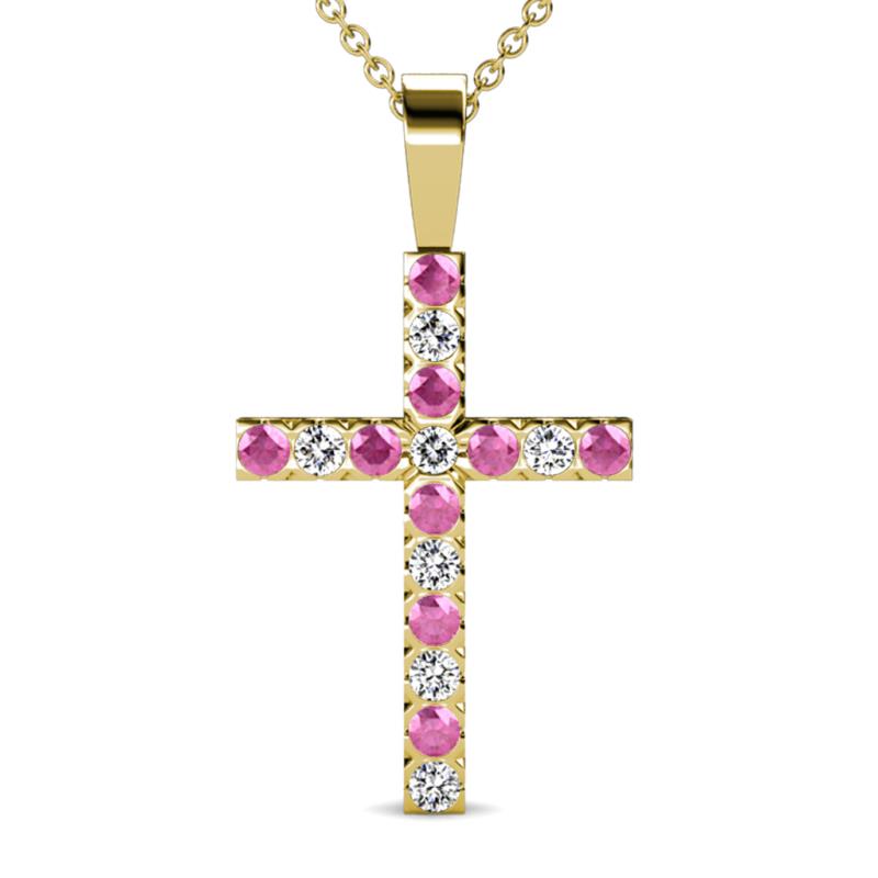 Aja Pink Sapphire and Diamond Cross Pendant 
