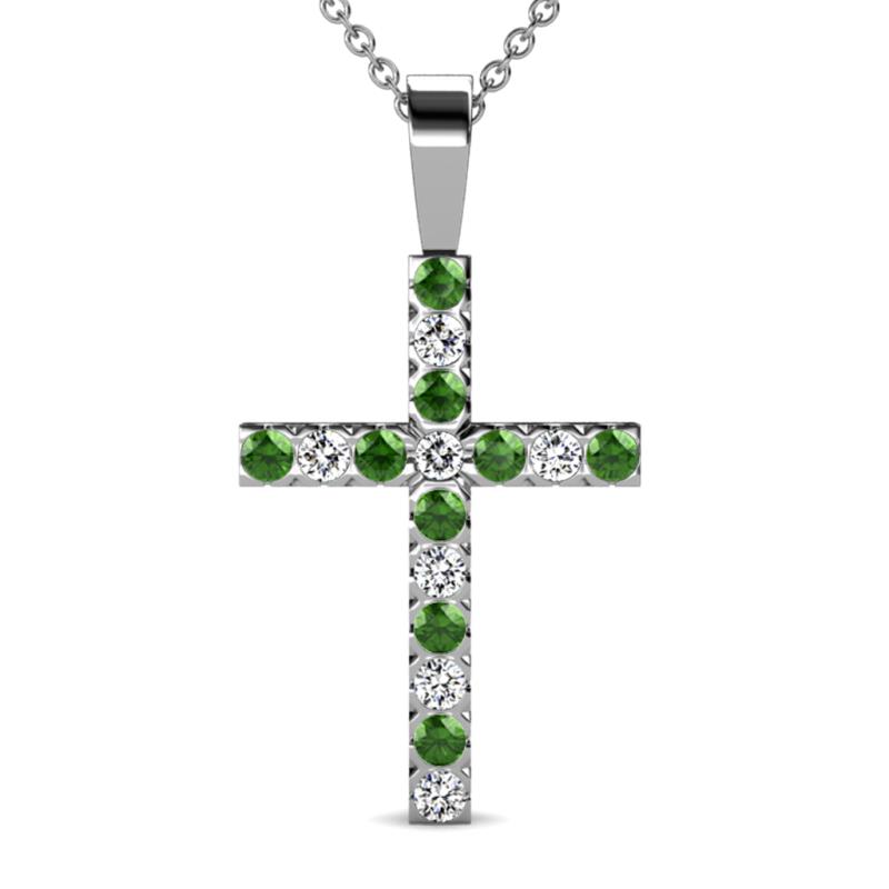 Aja Green Garnet and Diamond Cross Pendant 