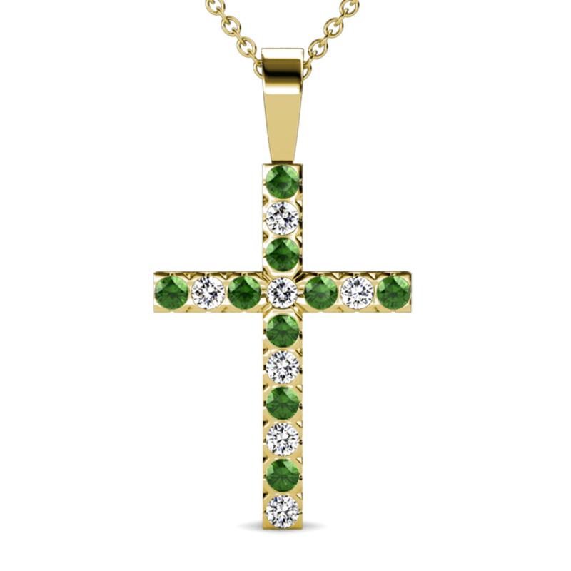 Aja Green Garnet and Diamond Cross Pendant 