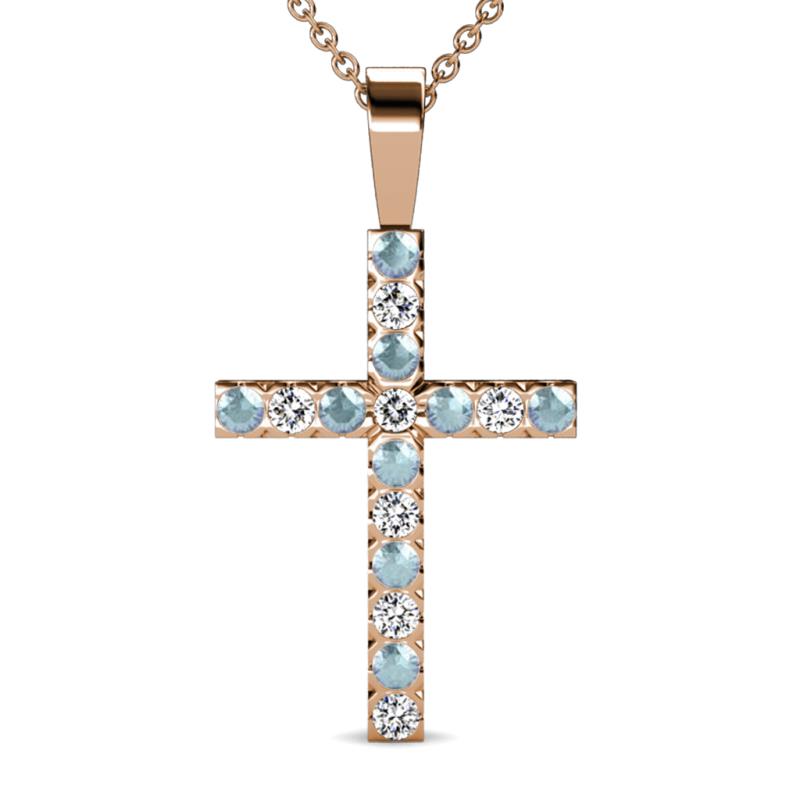 Aja Aquamarine and Diamond Cross Pendant 