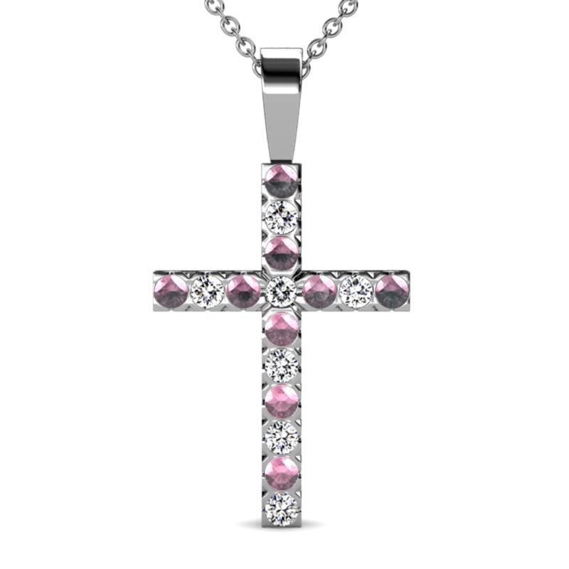 Aja Pink Tourmaline and Diamond Cross Pendant 