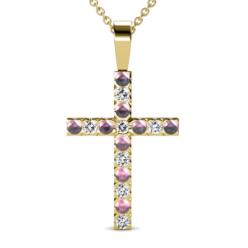 Aja Pink Tourmaline and Diamond Cross Pendant 