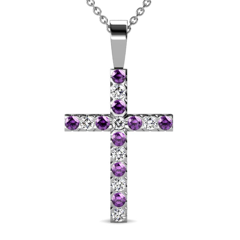 Aja Amethyst and Diamond Cross Pendant 