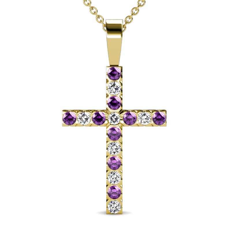 Aja Amethyst and Diamond Cross Pendant 