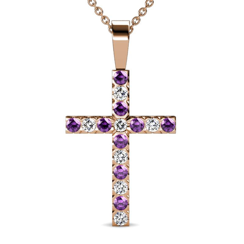 Aja Amethyst and Diamond Cross Pendant 