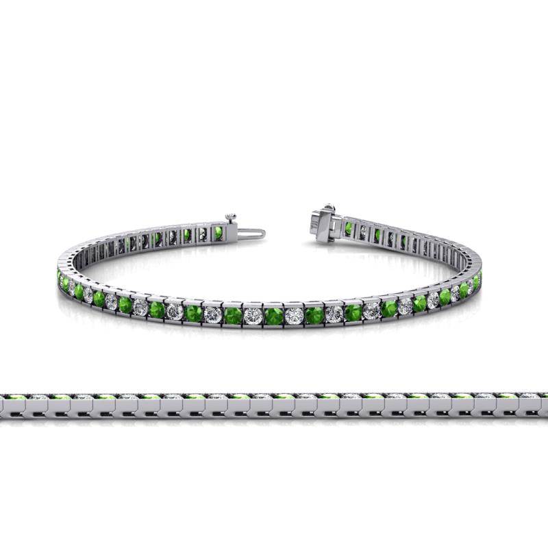 Abril 2.00 mm Green Garnet and Diamond Eternity Tennis Bracelet 