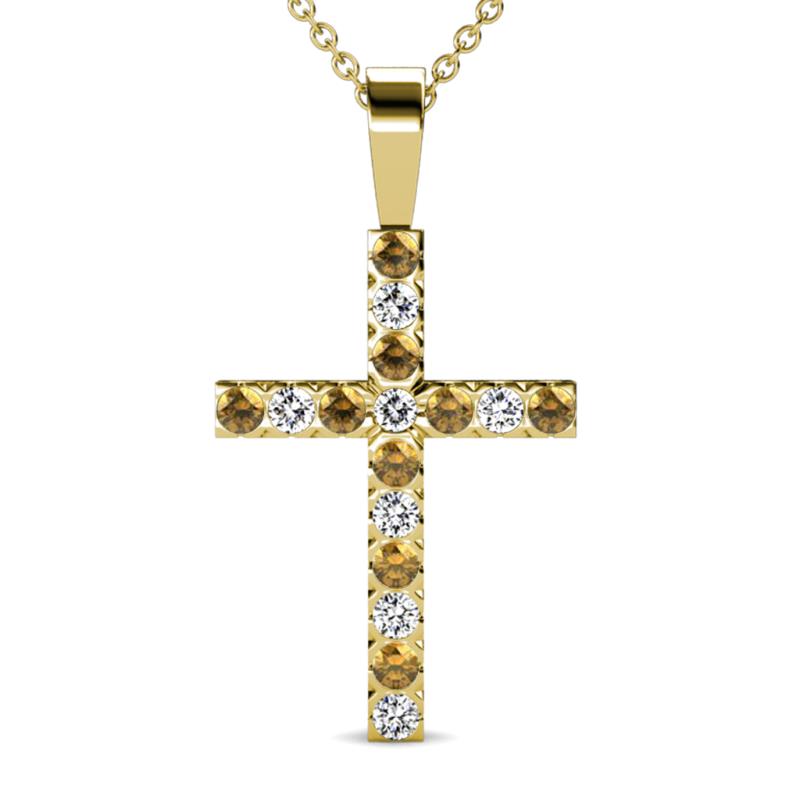Aja Citrine and Diamond Cross Pendant 